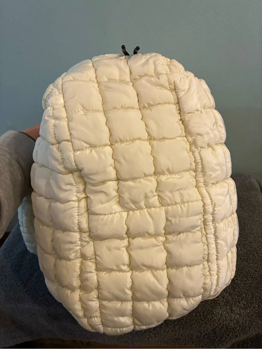 Amazon Quilted Puffer Hobo Bag in Cream